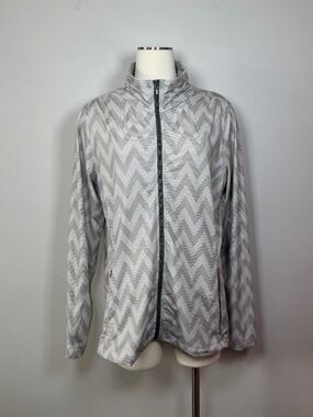 Merrell Light Gray Chevron Zip running Jacket XL